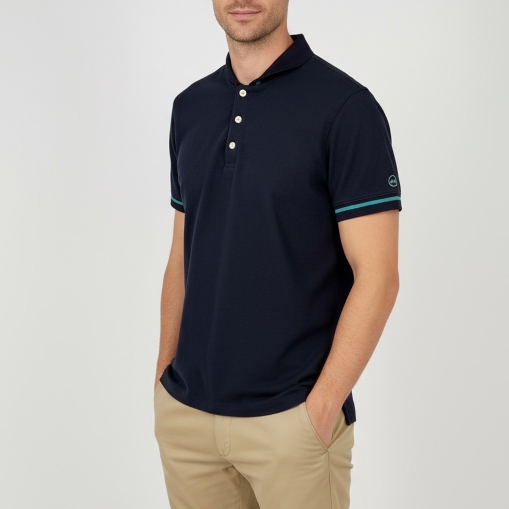 AG Green Label Mens Polo Shirt Navy Blue Size M Short Sleeve‎
